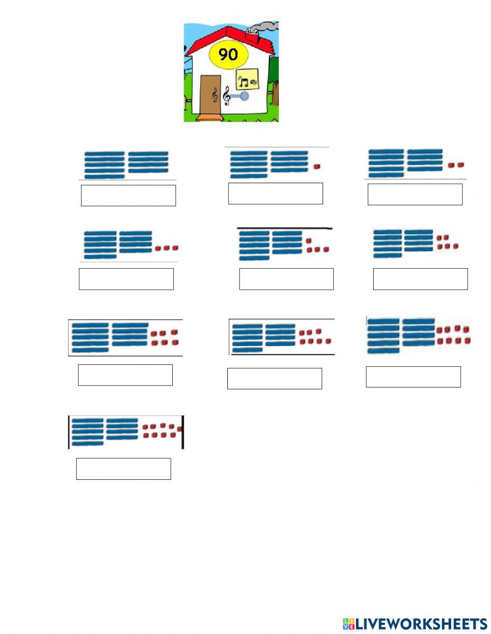 Escritura y lectura de numeros del 50 al 99