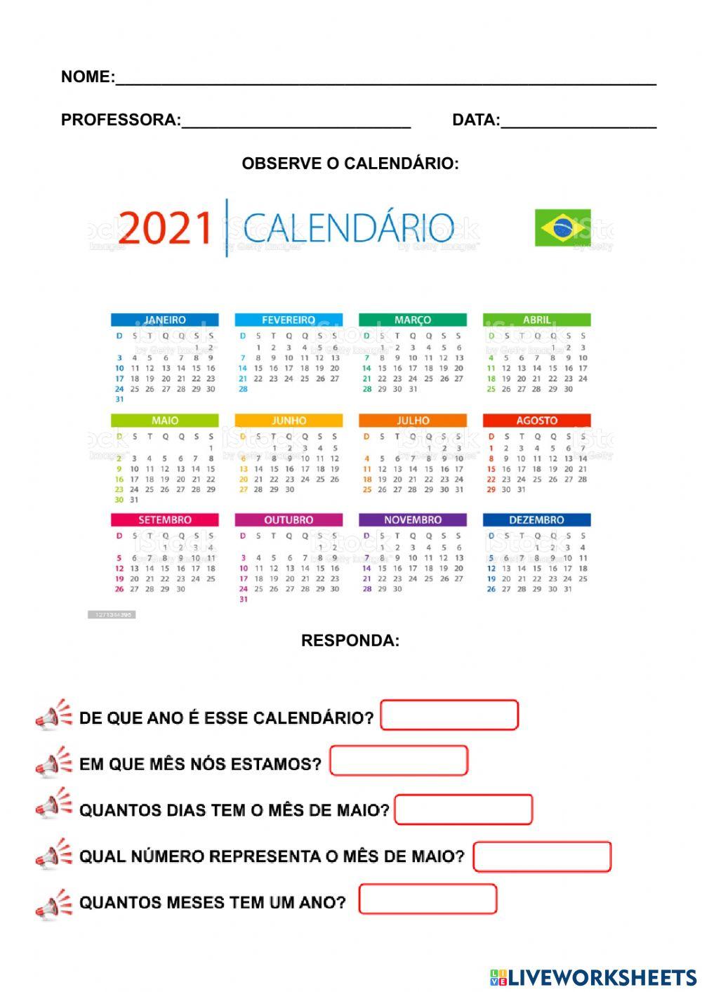 Calendário maio