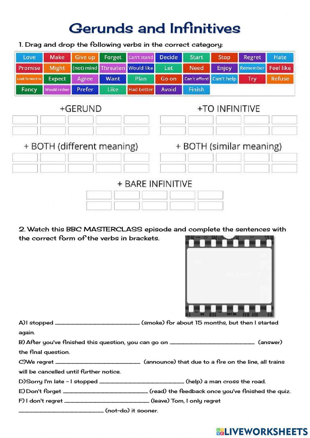 GERUNDS and INFINITIVES