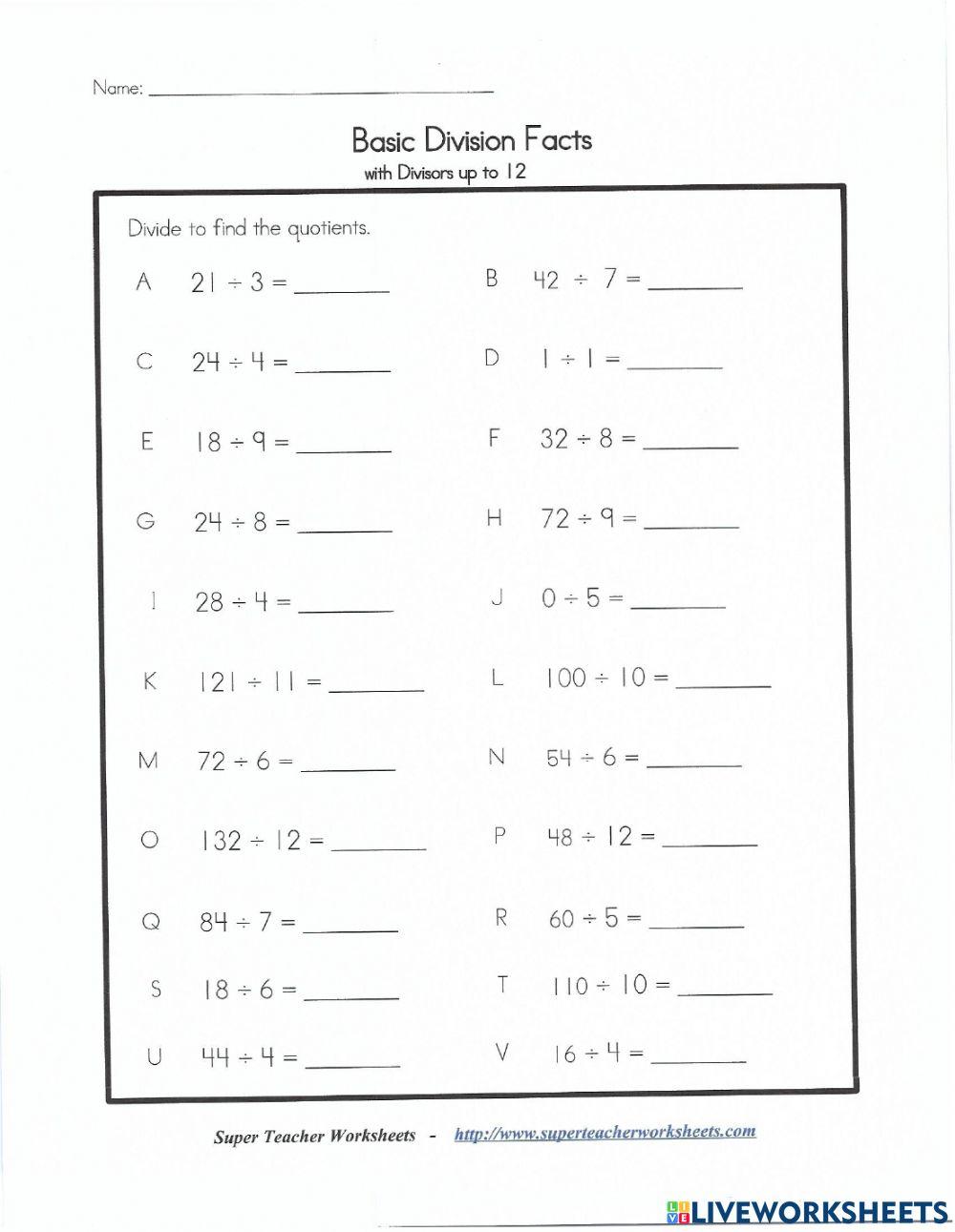 Multiplication and Division Handouts