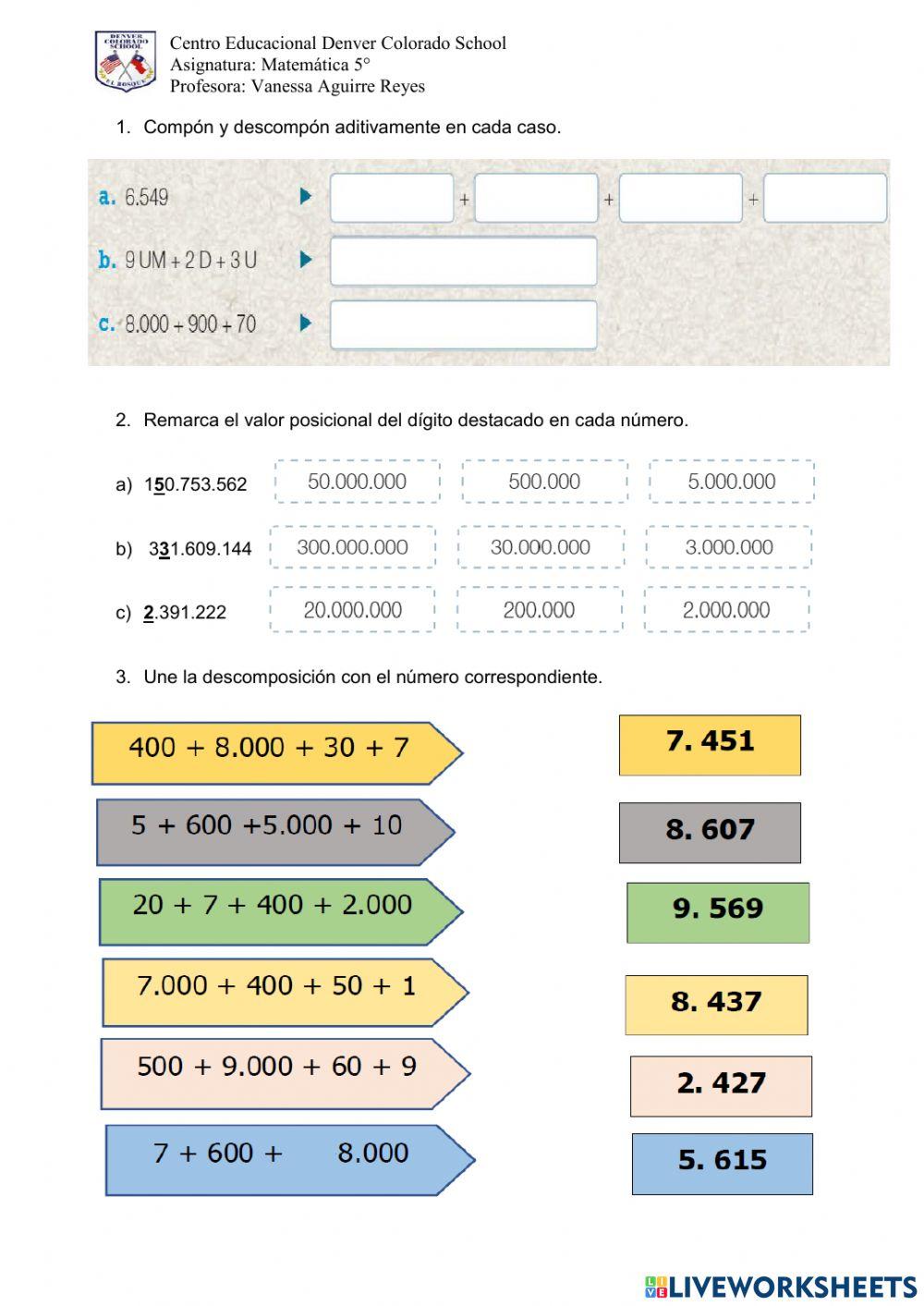 5° valor posicional y multiplicaciones