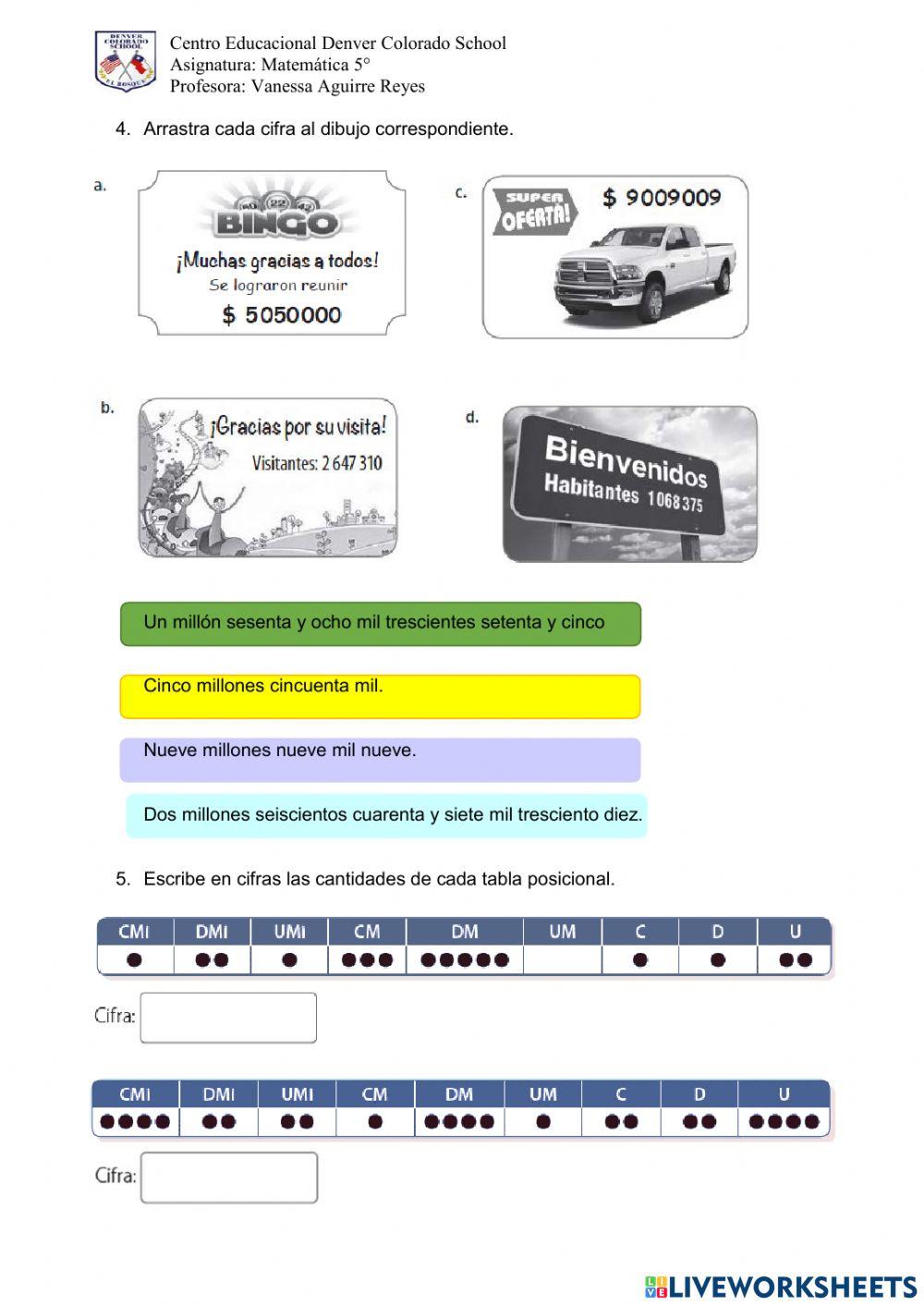 5° valor posicional y multiplicaciones