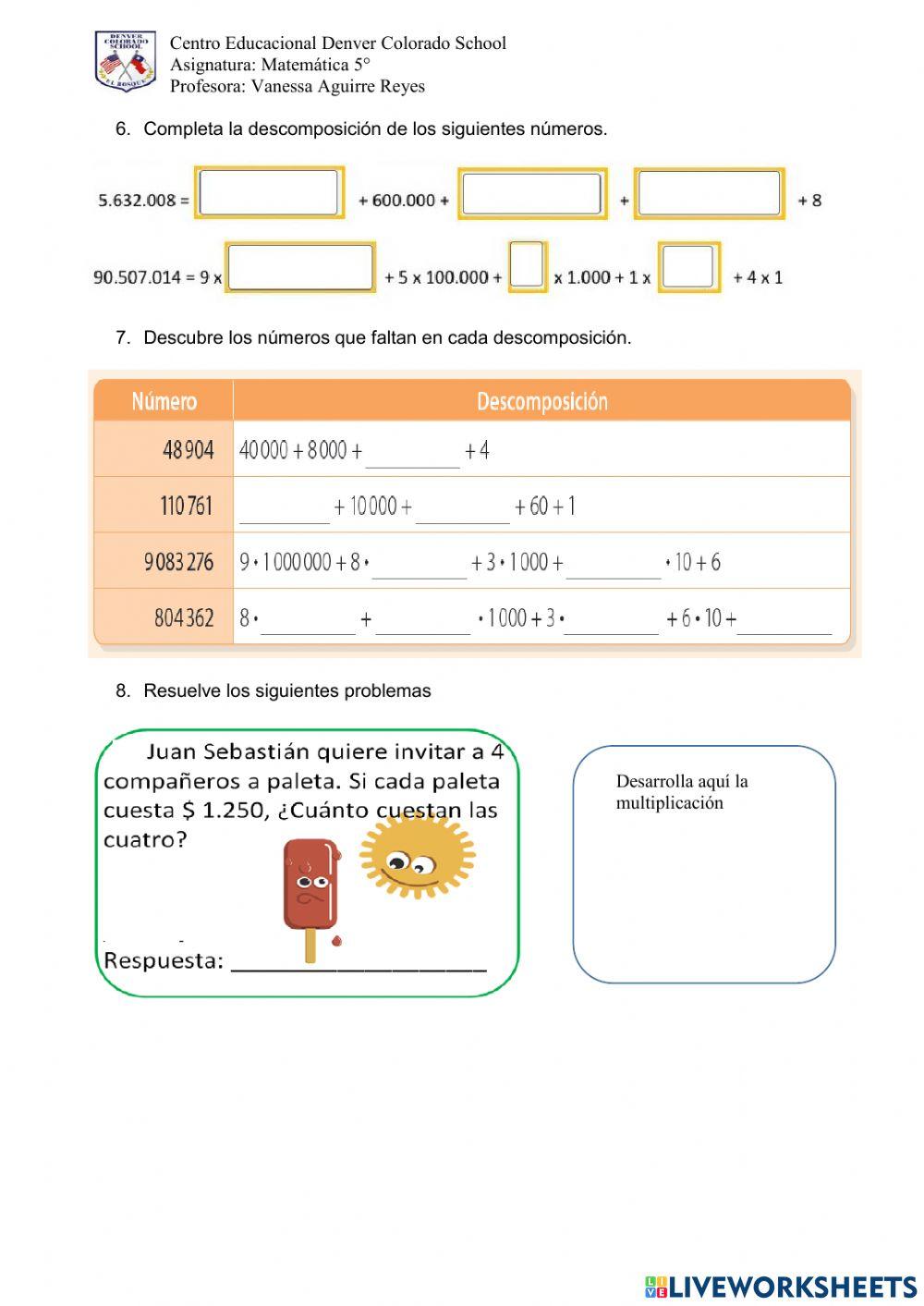 5° valor posicional y multiplicaciones