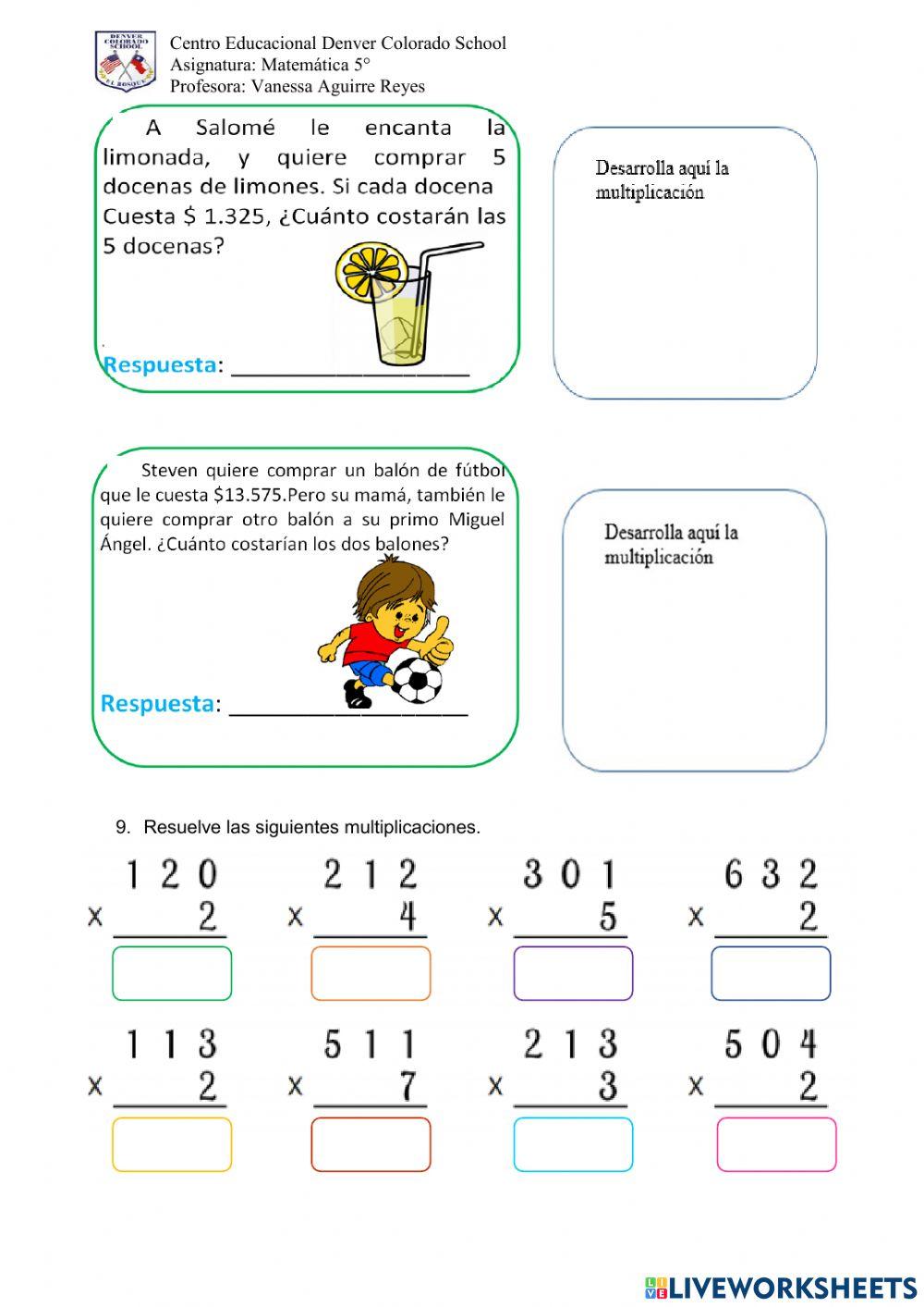 5° valor posicional y multiplicaciones