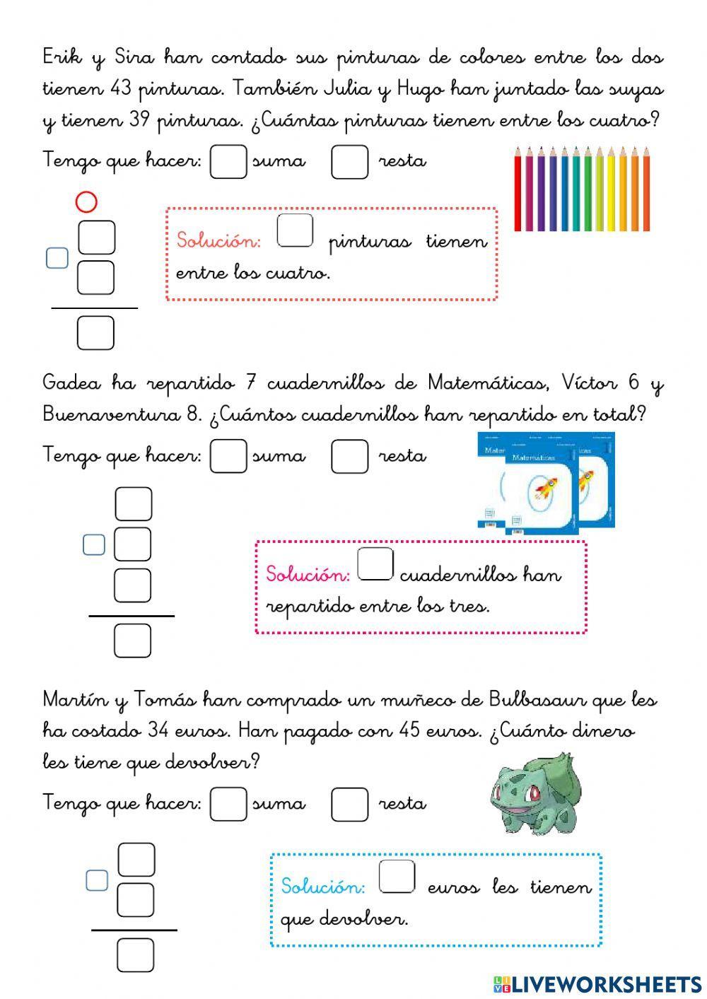 Problemas de suma y resta