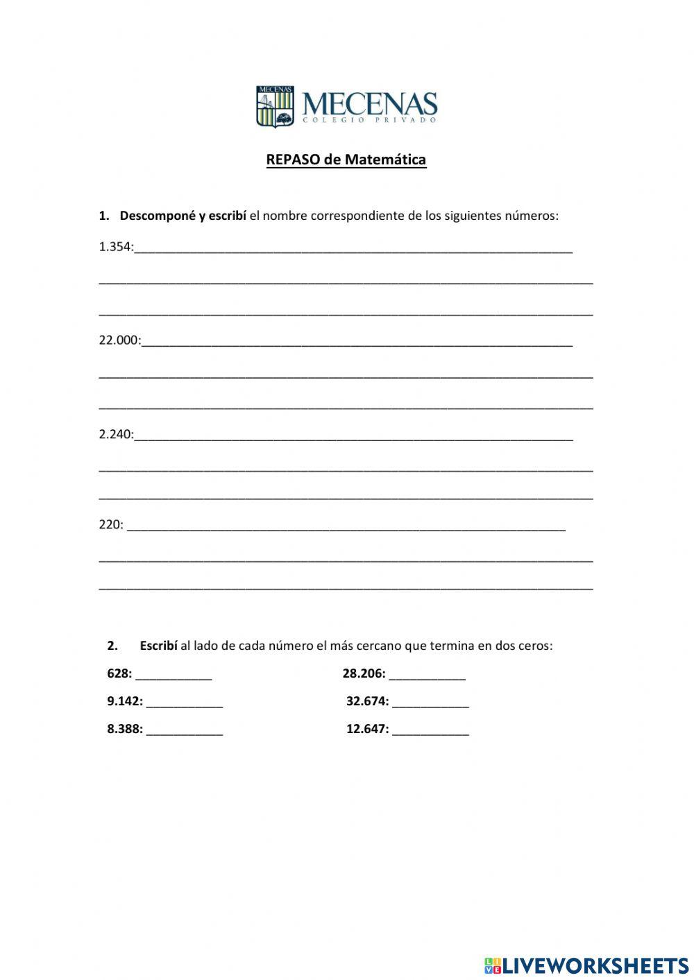 Actividad de Matemática.