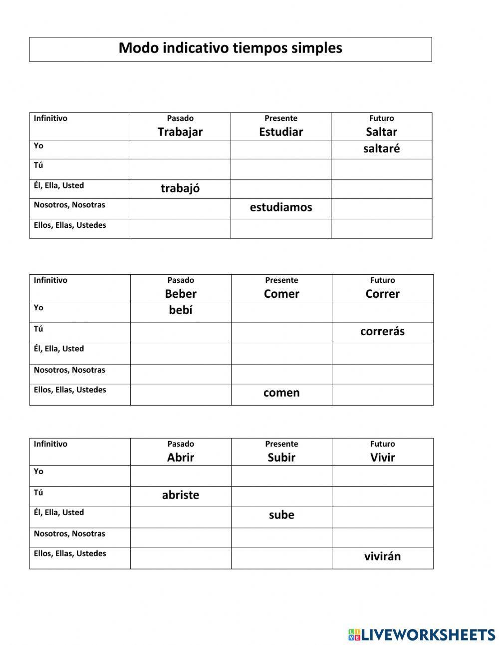 Examen de conjugaciones
