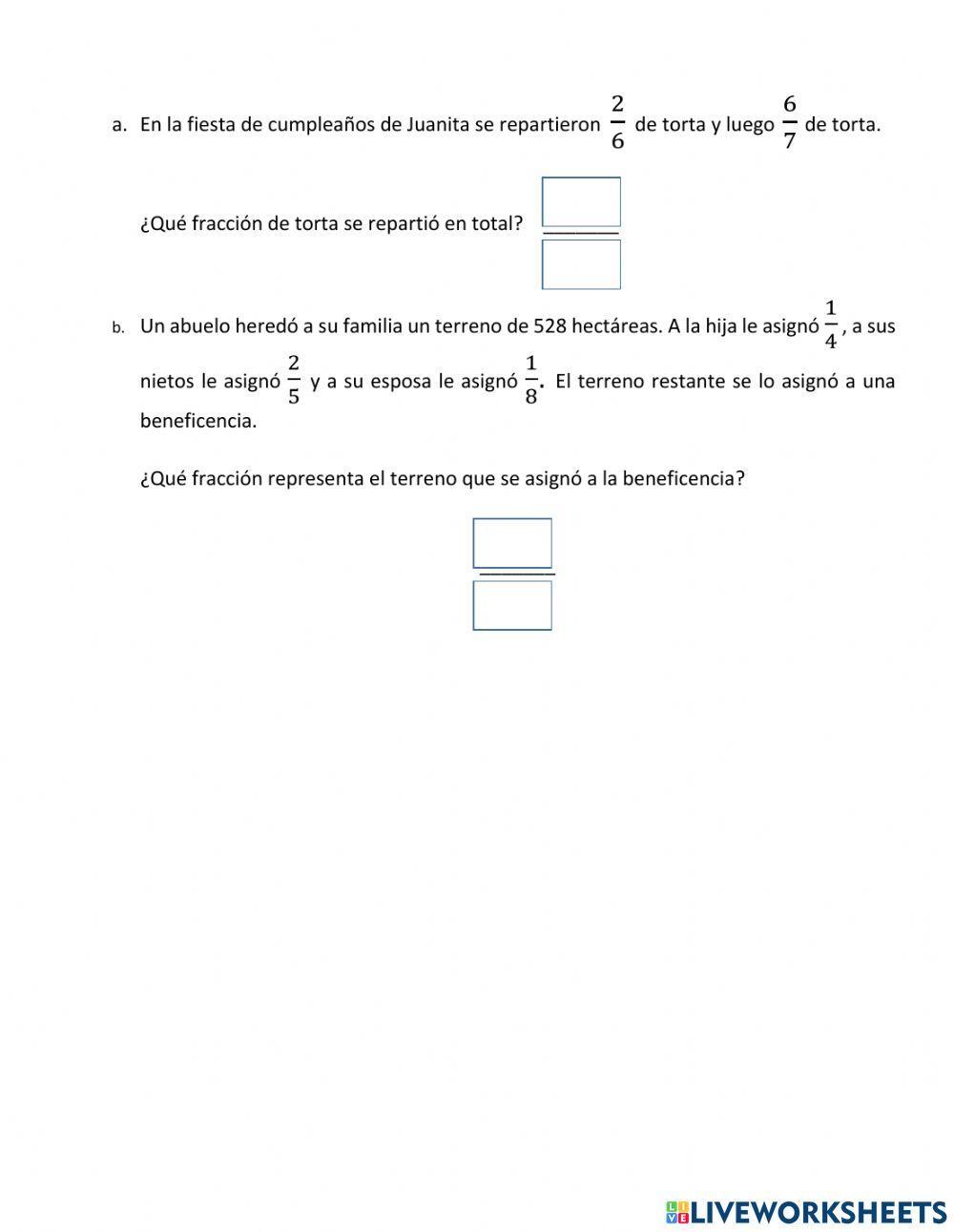 Racionales suma y resta de fracciones