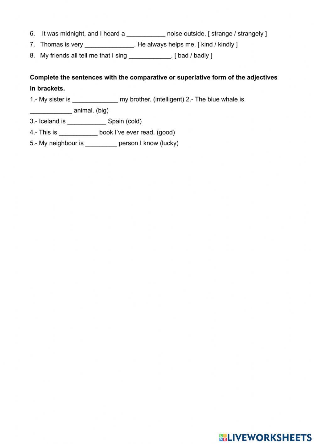 Adverbs and comparatives