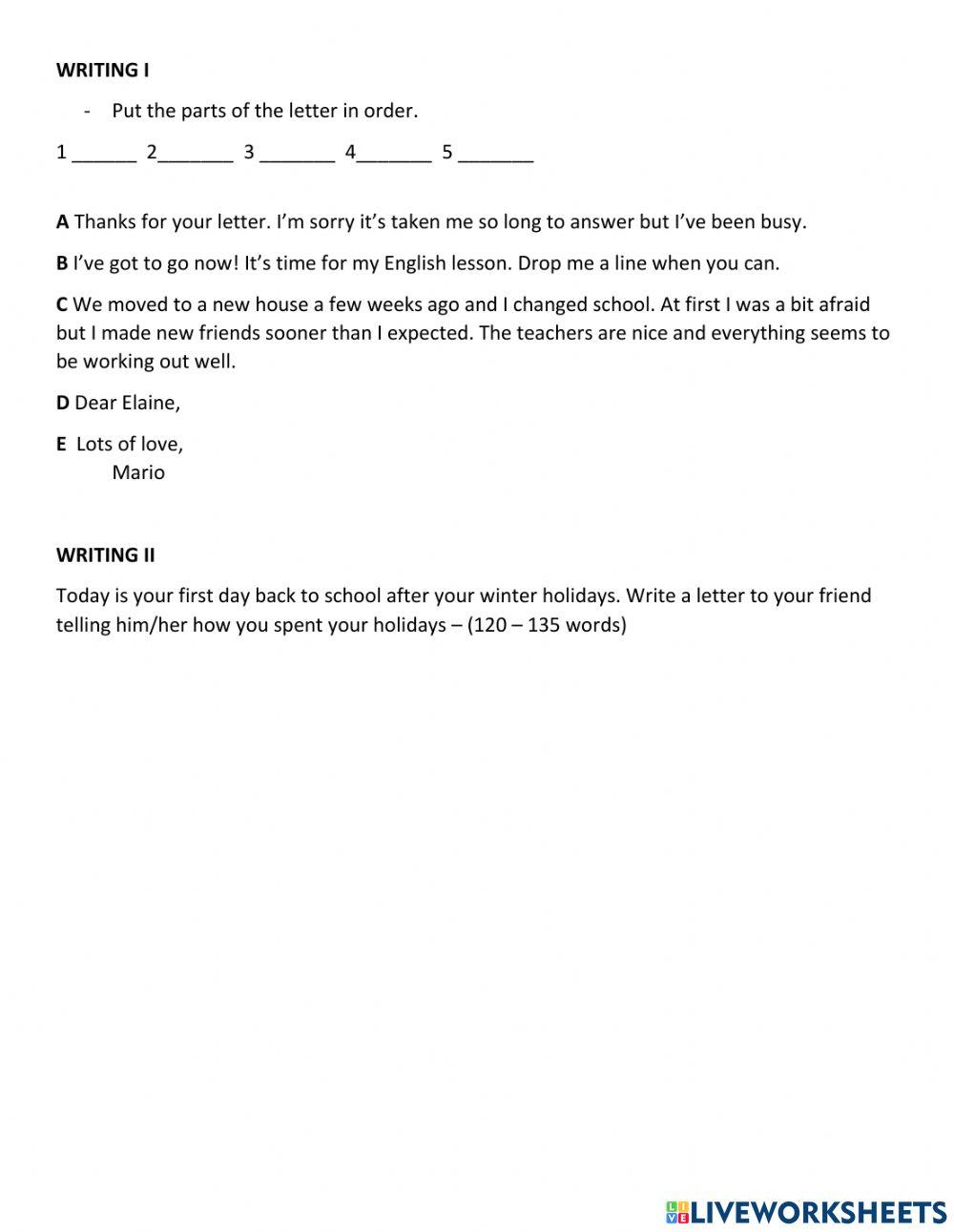 Laser B1 - Test unit 1 WRITING 