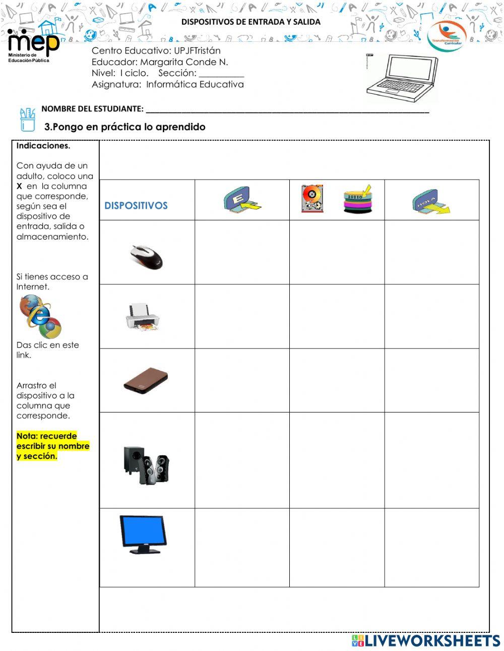 Dispositivos entrada , salida y almacenamiento