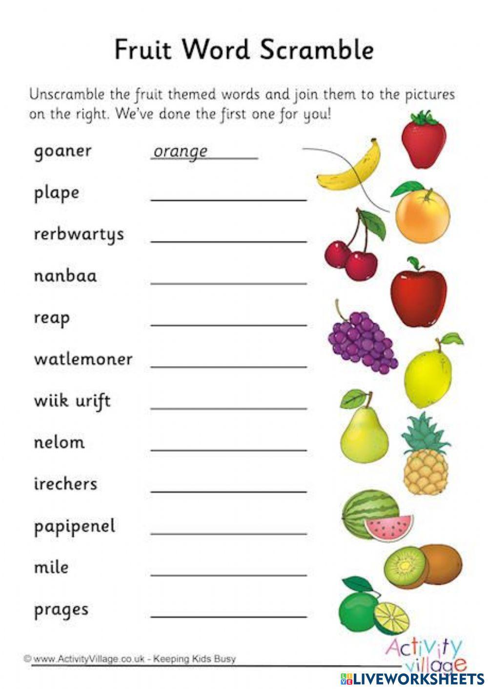 A1 fruit unscramble words Hoang Thu Ba Live