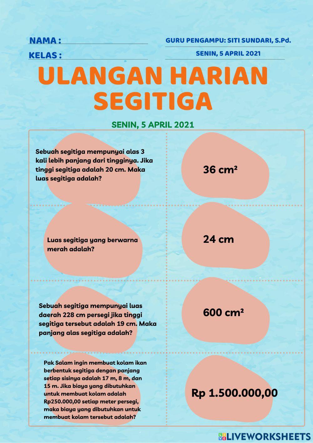 Ulangan harian segitiga kelas 7adef