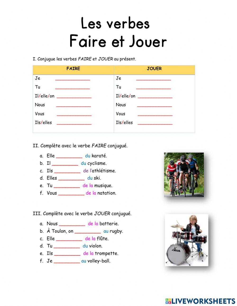 Les verbes FAIRE et JOUER