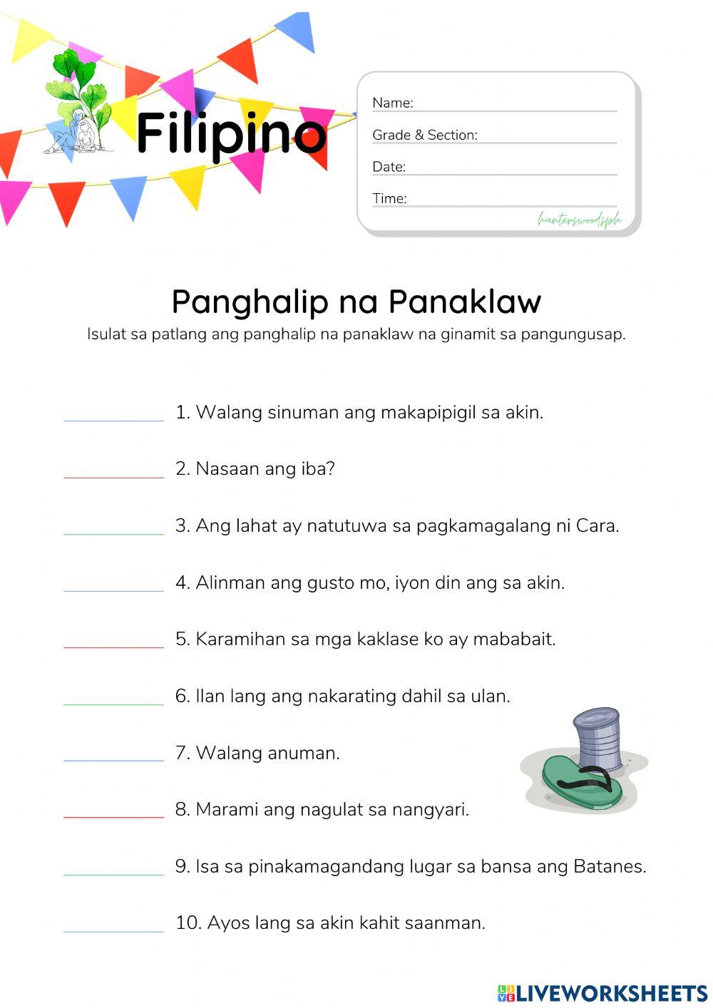 Panghalip na Panaklaw Worksheet (HuntersWoodsPH Filipino)