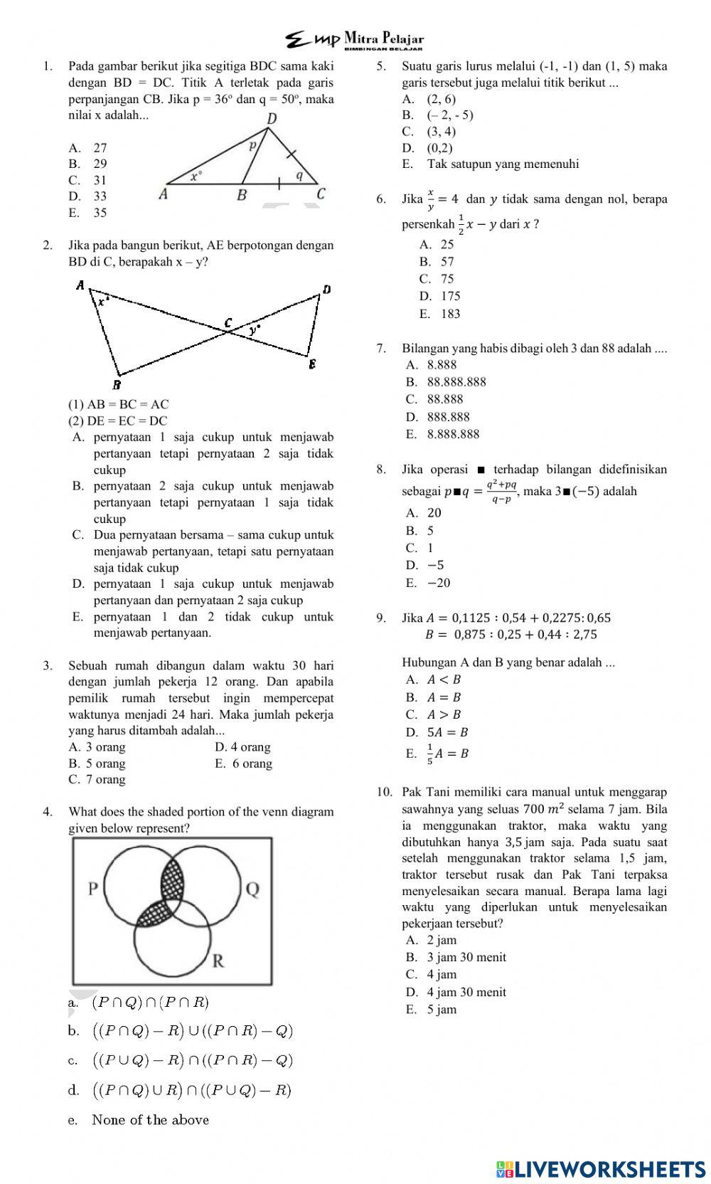 Latihan soal tps 2 pk