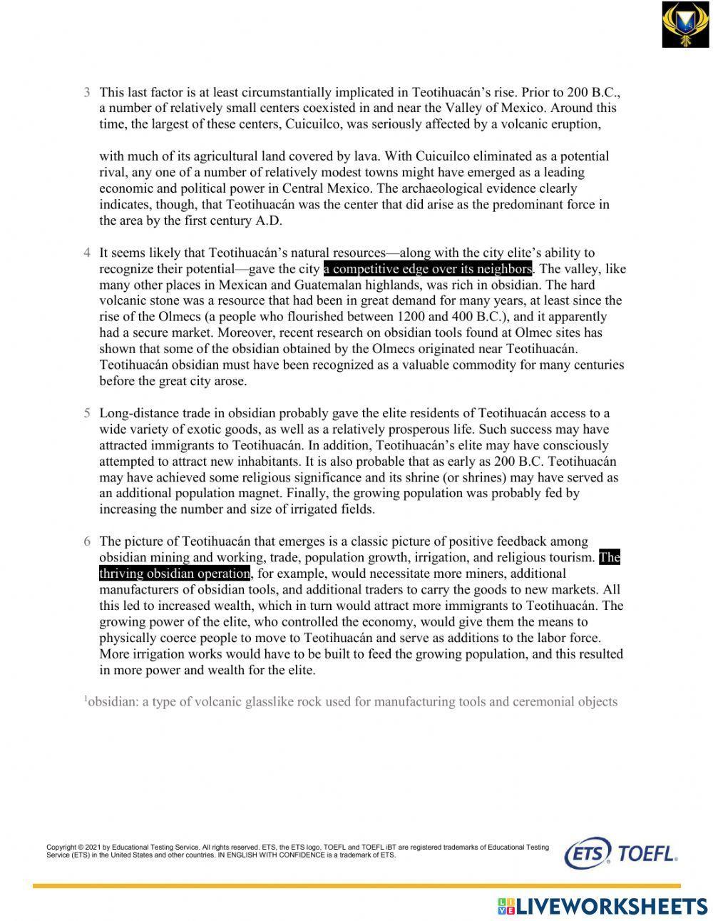 TOEFL iBT® Reading Practice Questions