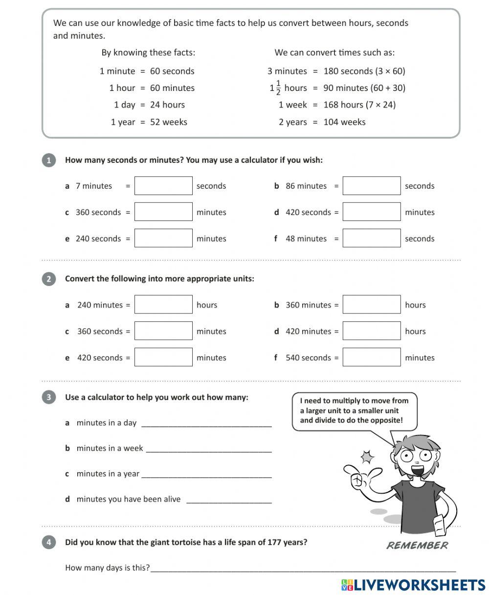 Converting Units of Time online exercise for | Live Worksheets