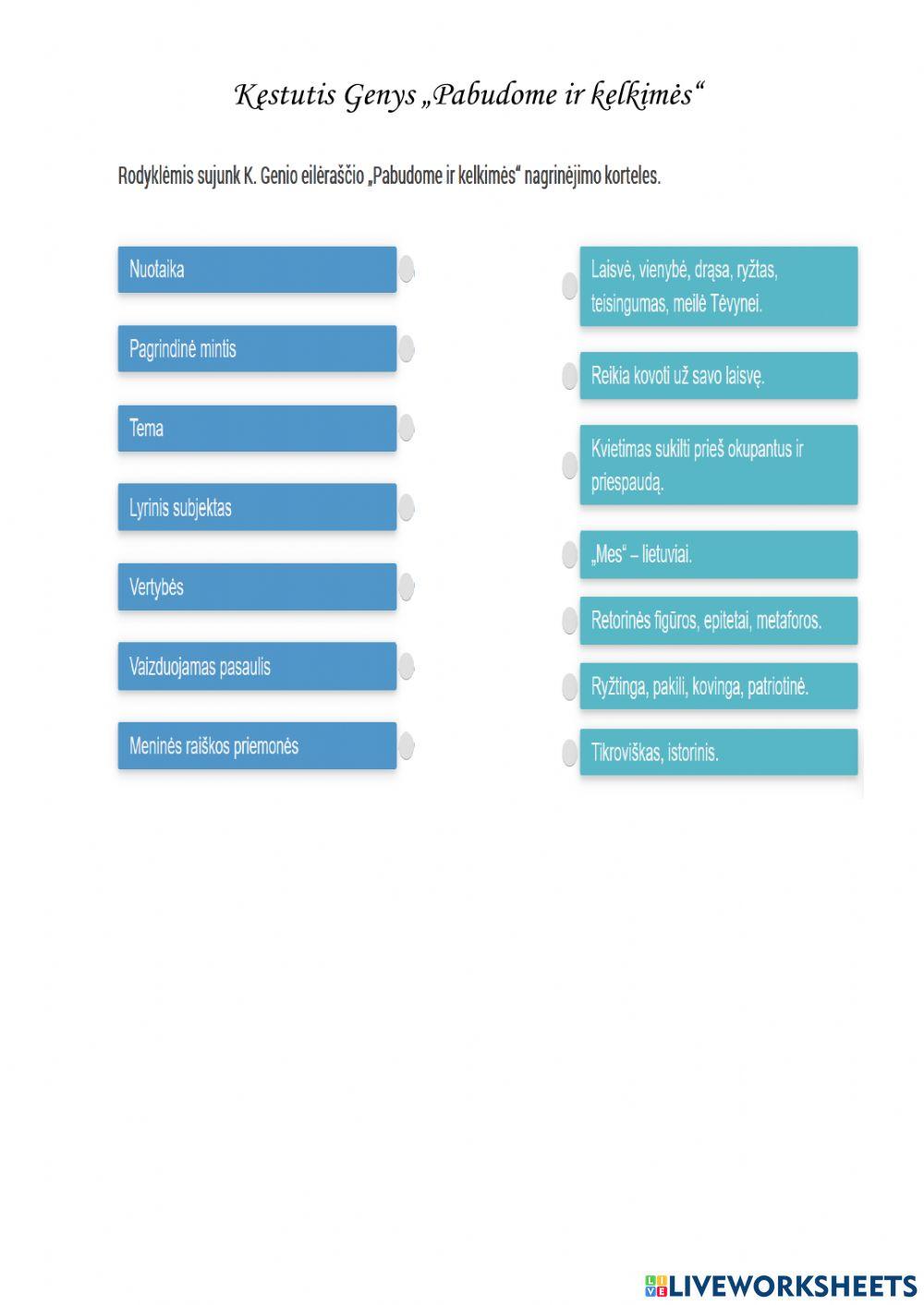 K. Genio eilėraščio „Pabudome ir kelkimės“ nagrinėjimas