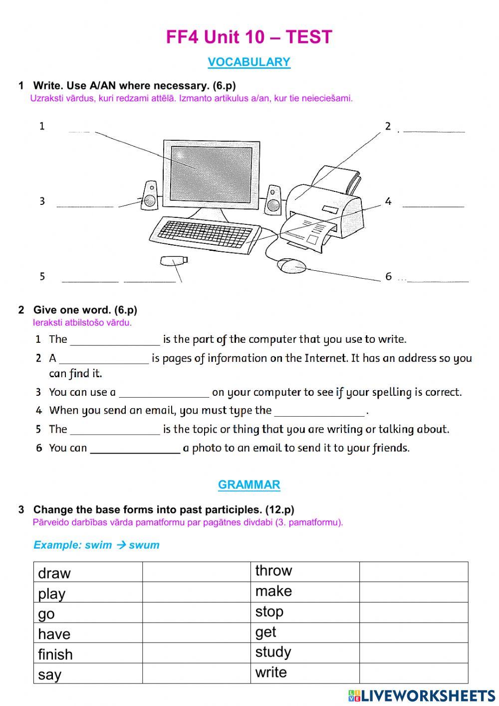 FF4 UNIT 10 - vocabulary, grammar