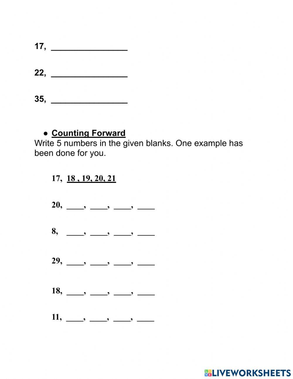 Forward and Backward counting