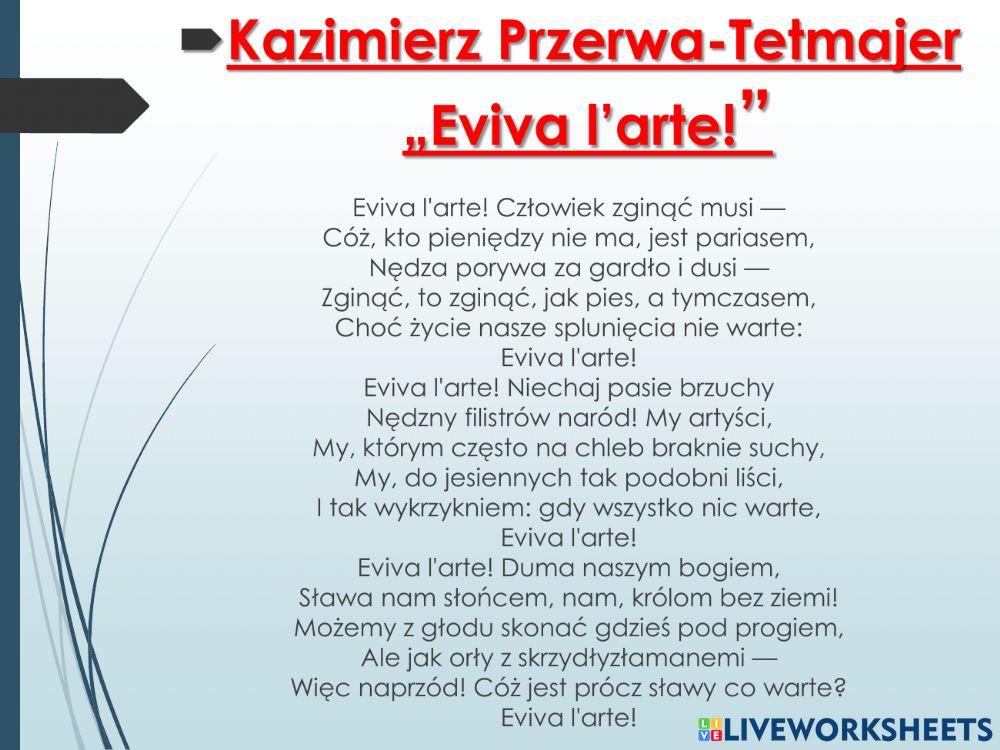 Kazimierz Przerwa Tetmajer Evviva L Arte