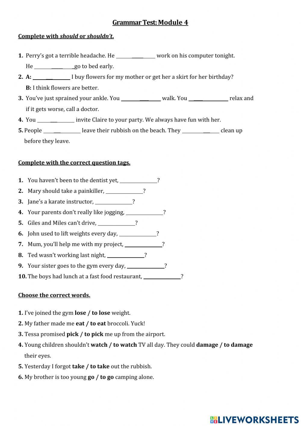 GTTT.3-Module 4. - Grammar test