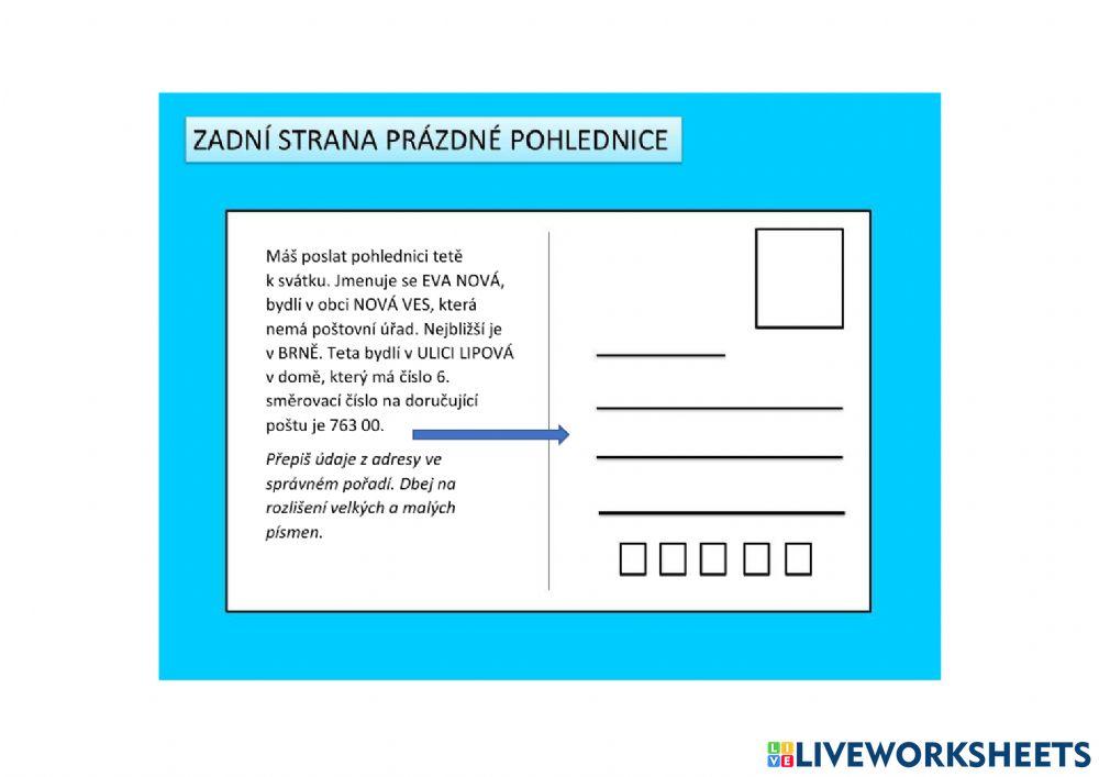 Vyplňování adresy