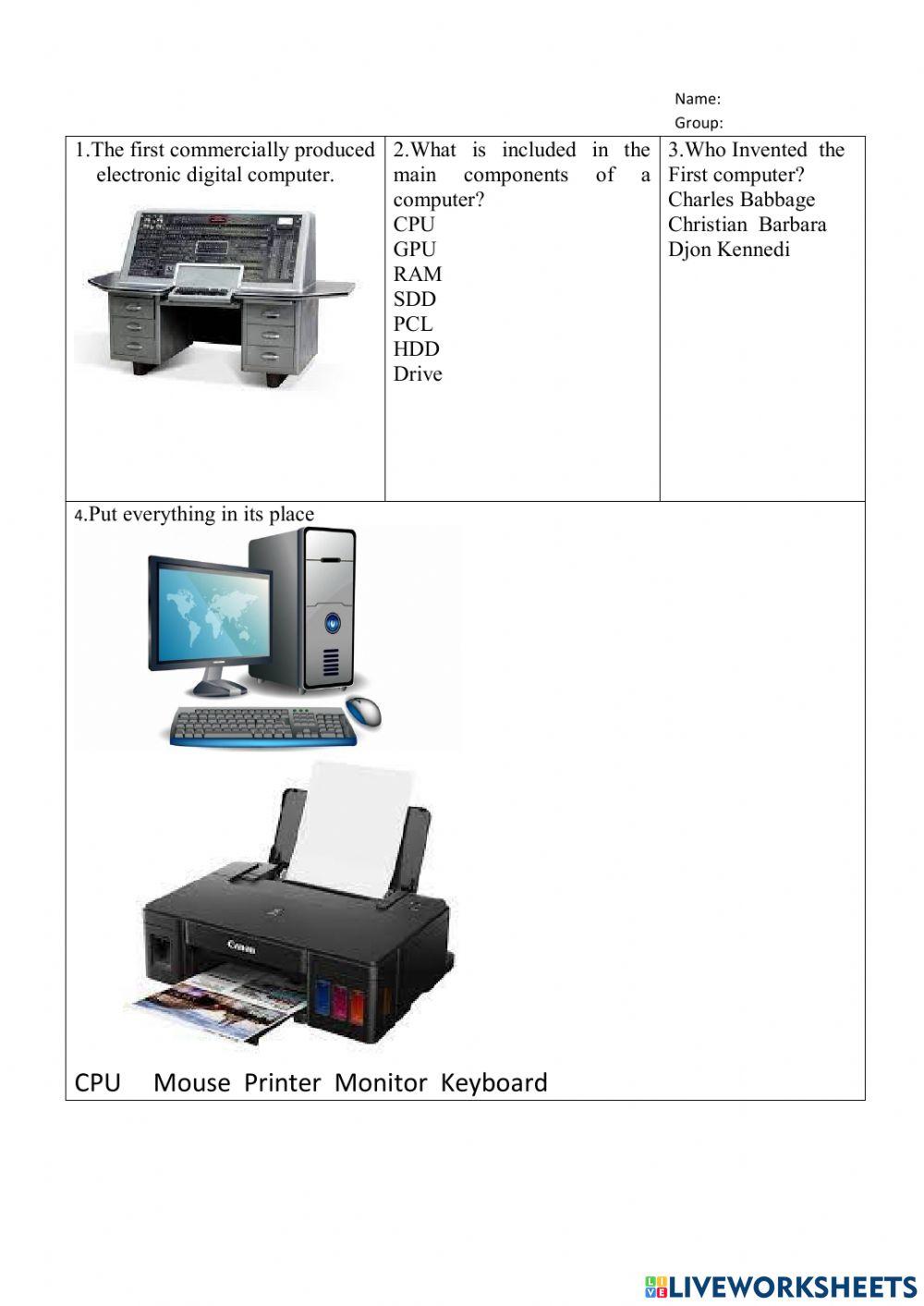 Computer online worksheet for Grade 3 | Live Worksheets
