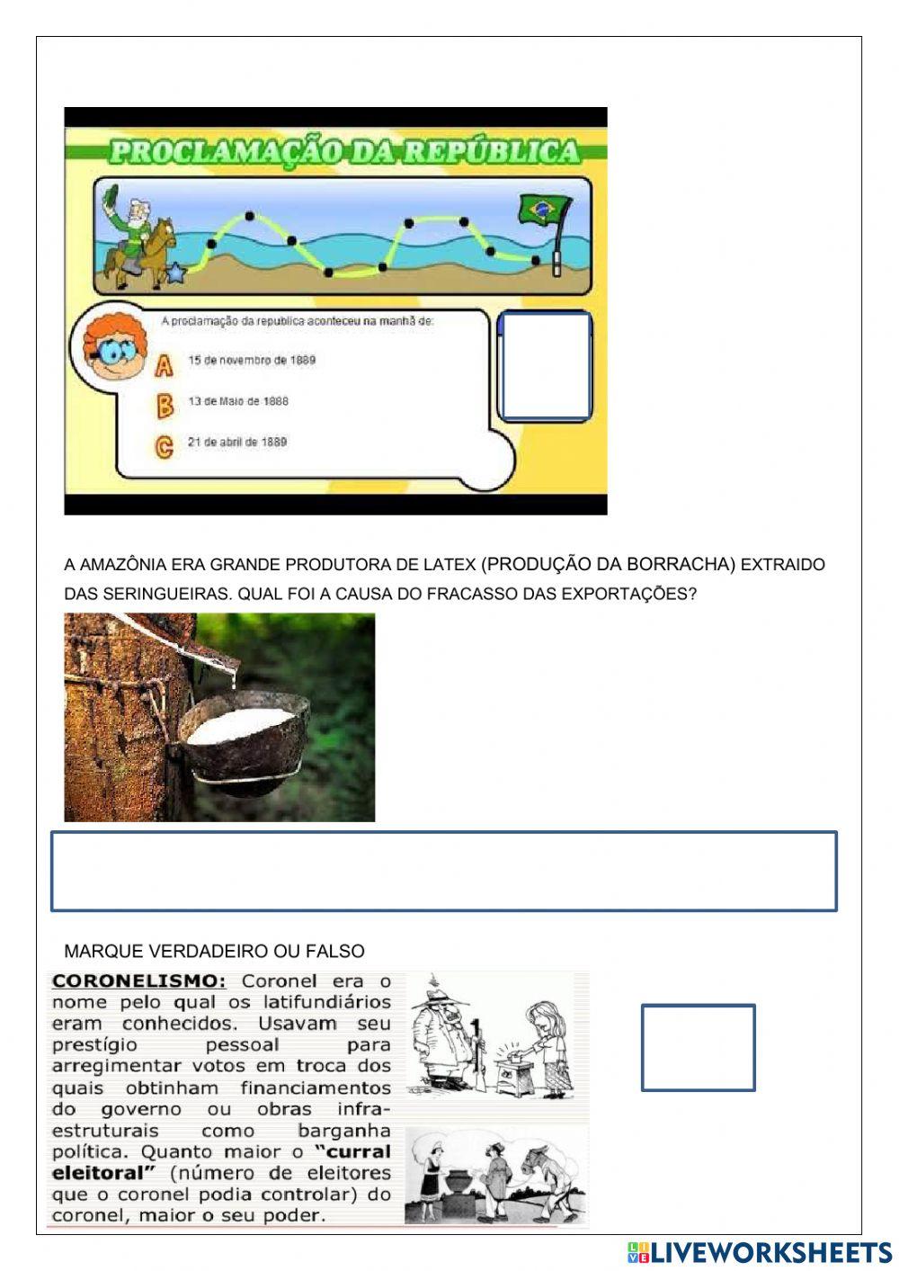 Atividade sobre a Republica no Brasil