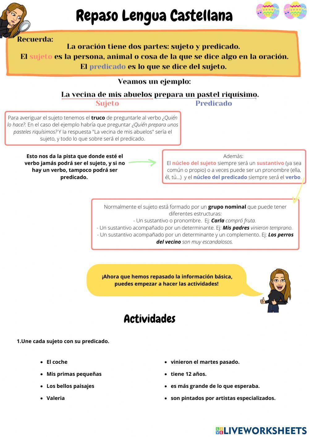 Sujeto y predicado: El grupo nominal como sujeto