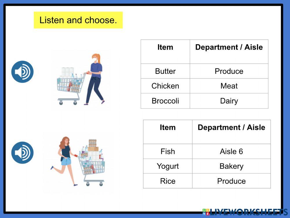 Supermarket Lis Free Interactive Worksheets 878123
