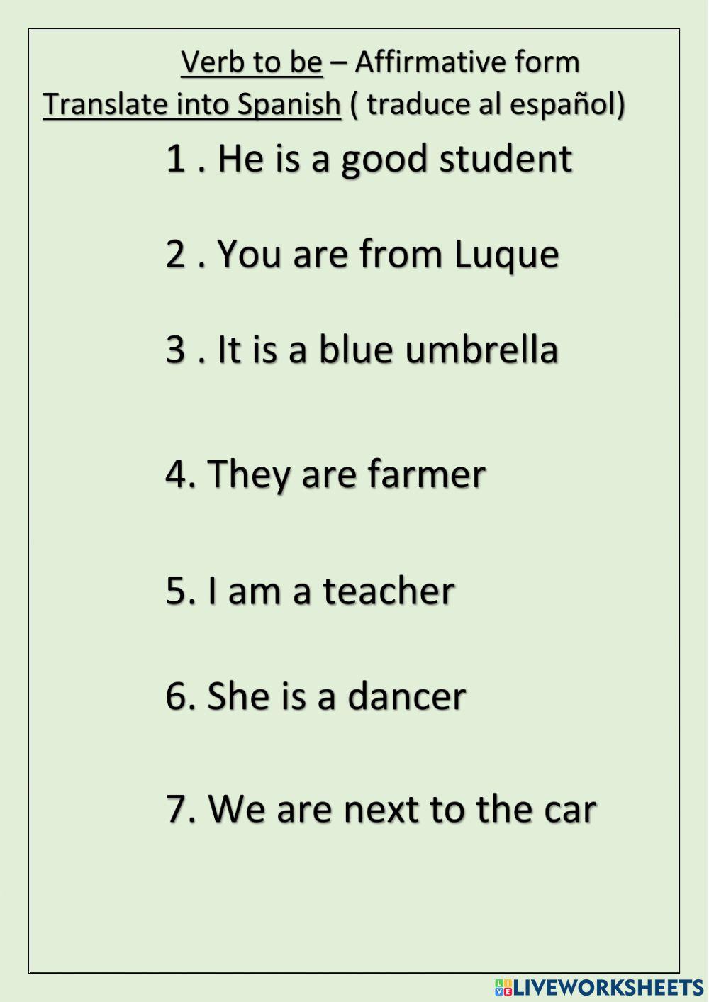 Verb to be affirmative