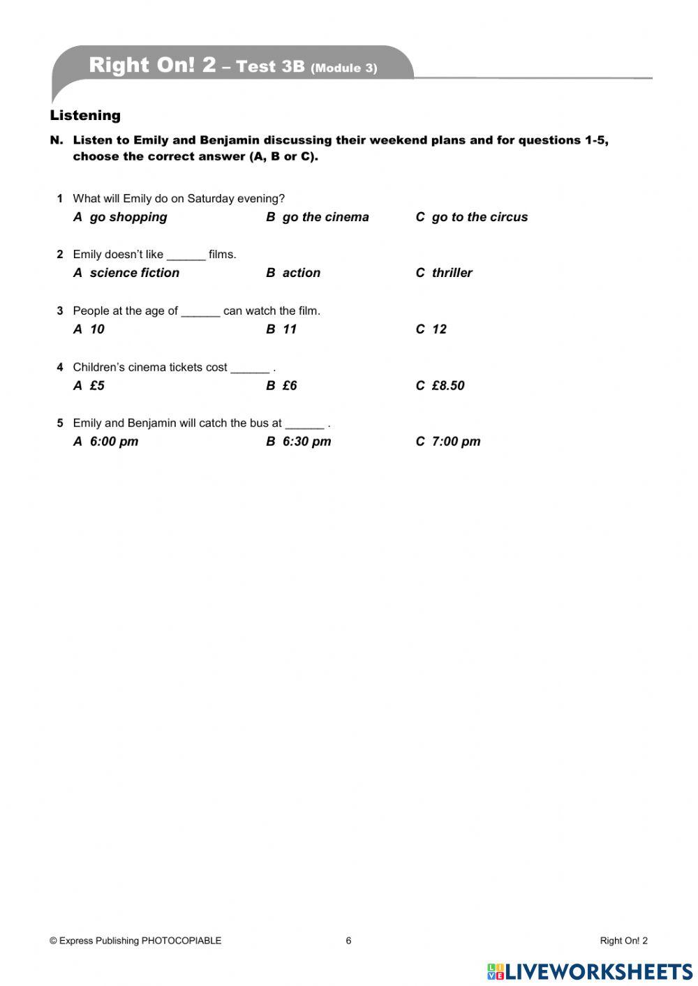 Right on 2-Test 3B-Mod 3