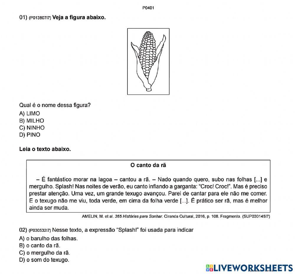 Avaliação diagnóstica português