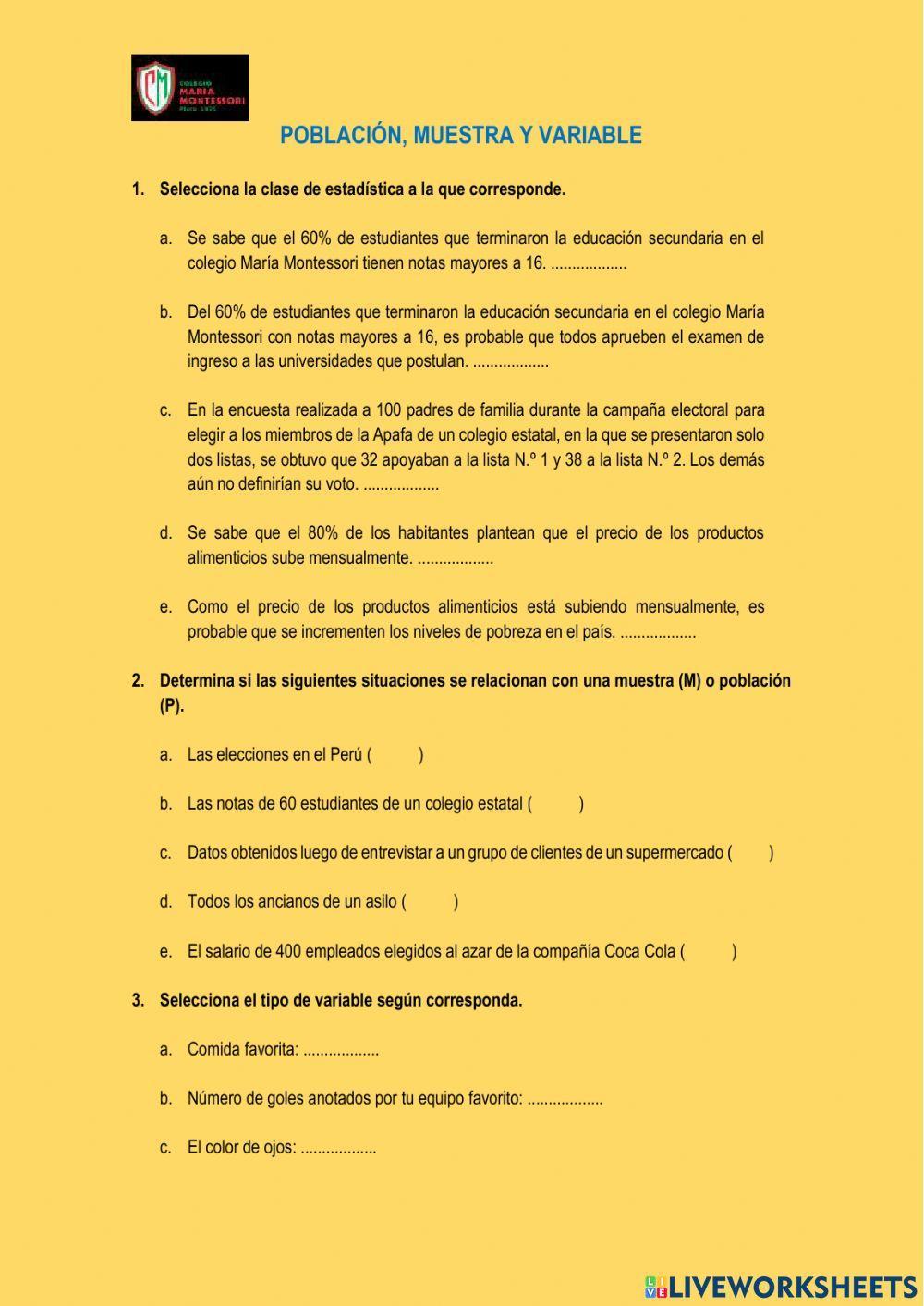 Población, muestra y variable