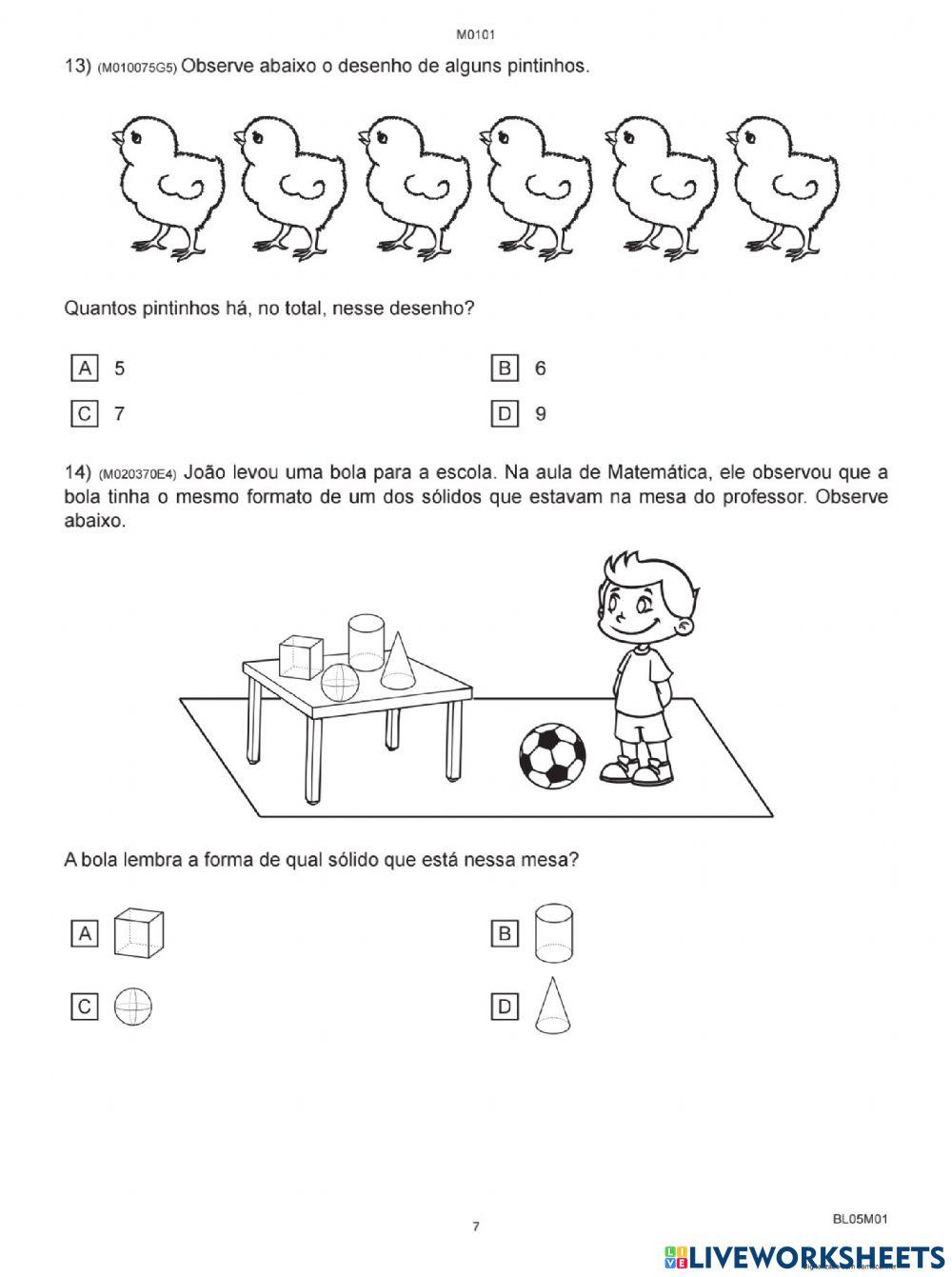 Avaliação diagnóstica de entrada matemática