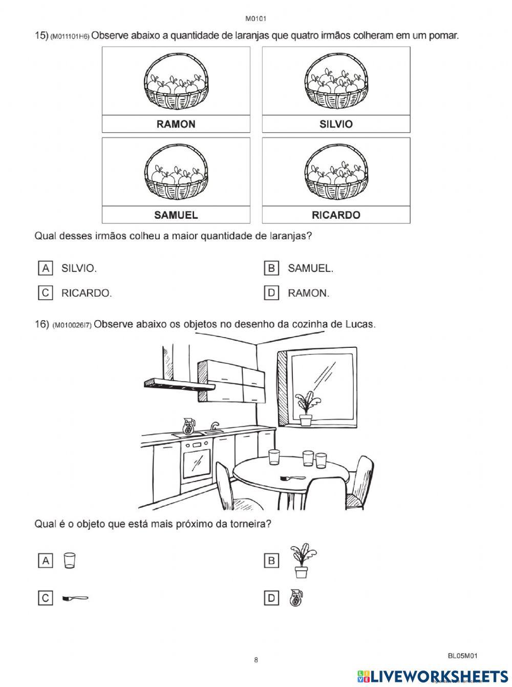 Avaliação diagnóstica de entrada matemática