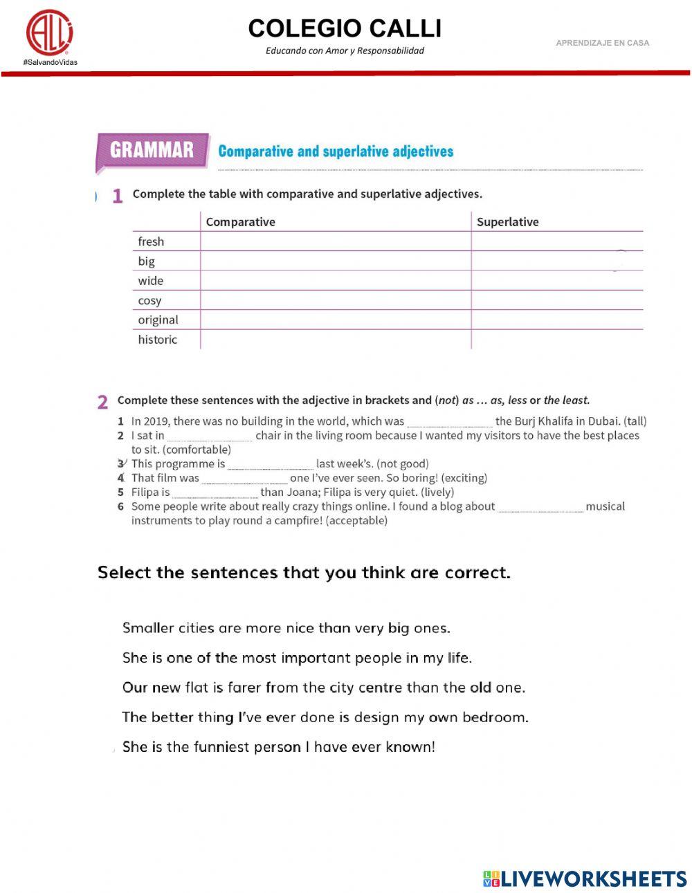 Comparative and Superlative adjectives