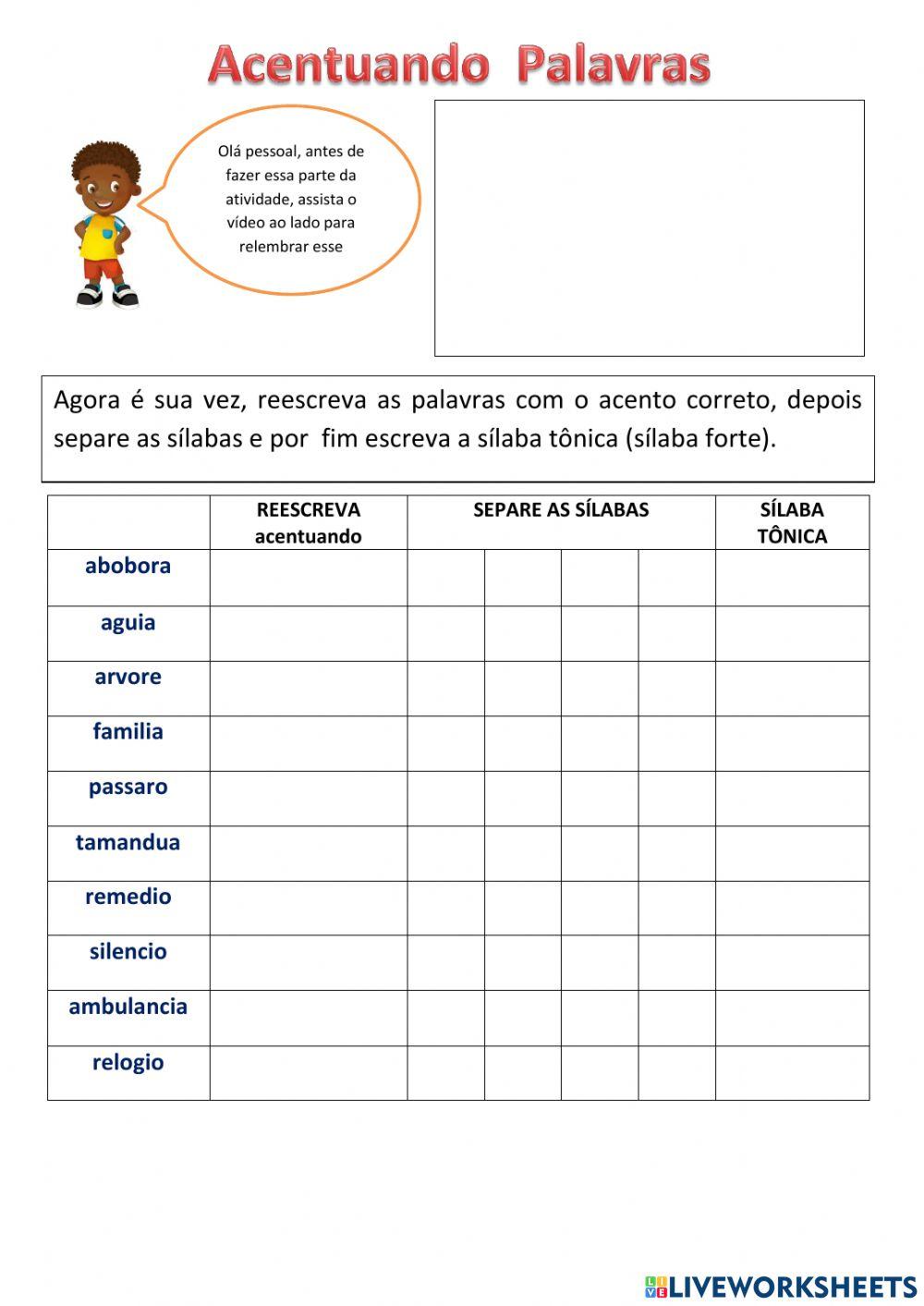 Acentuação e Silaba tônica