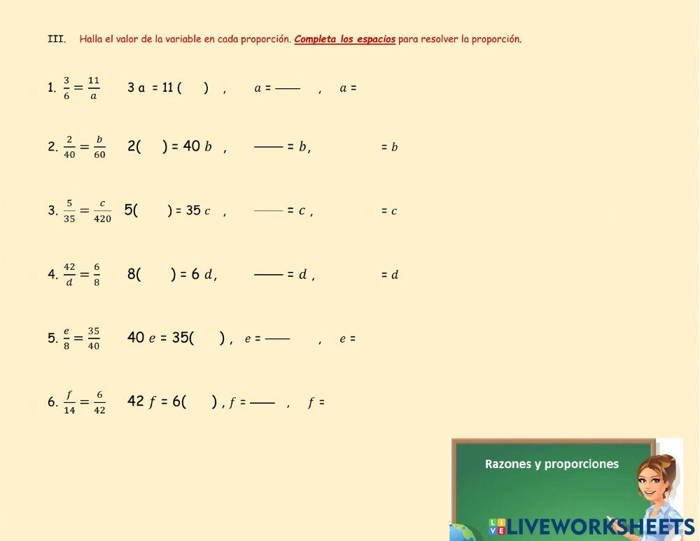 Repaso - Razones y proporciones