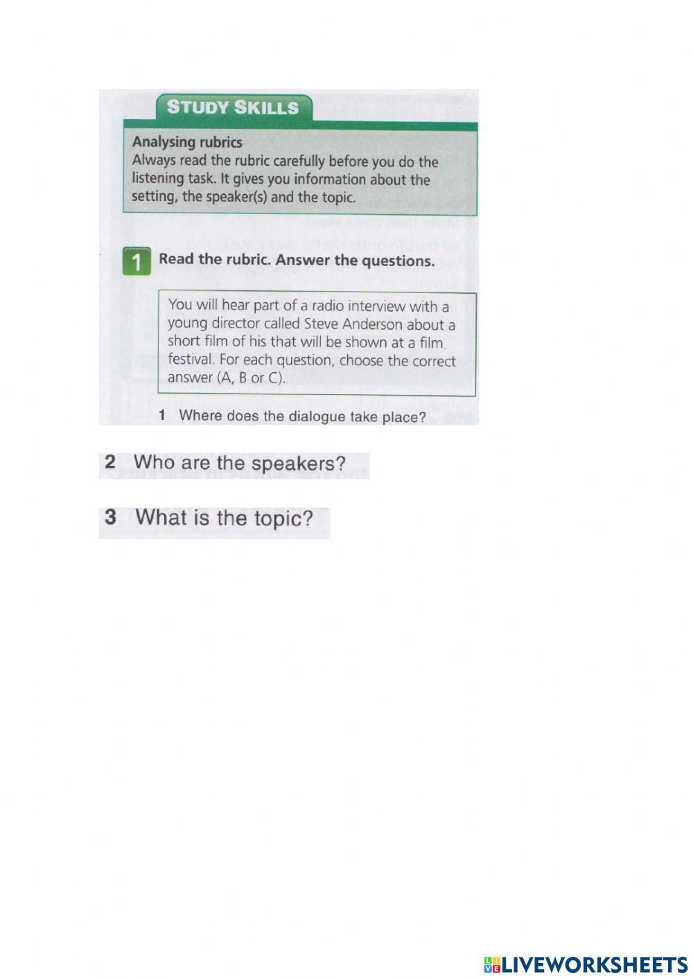 ON SCREEN B1 SB p110 Listening