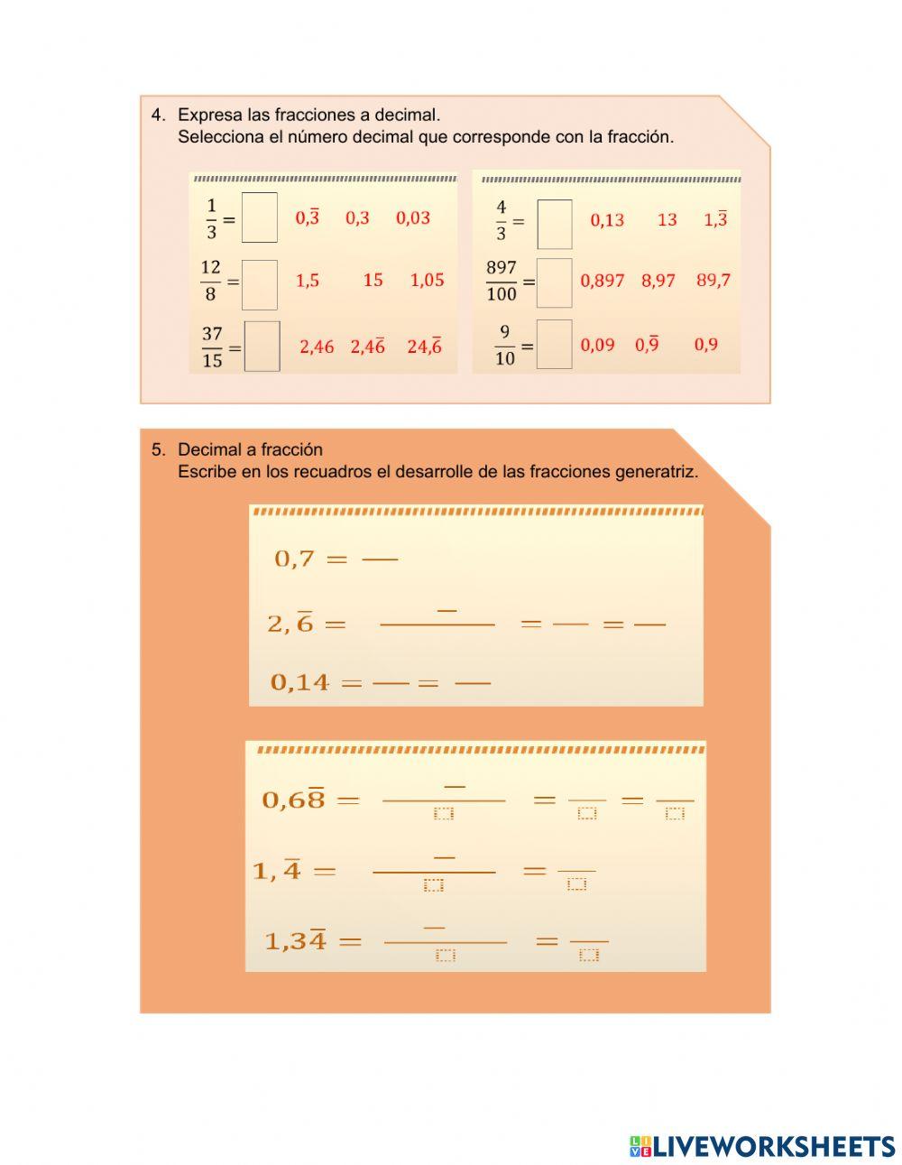 Fracciones y decimales