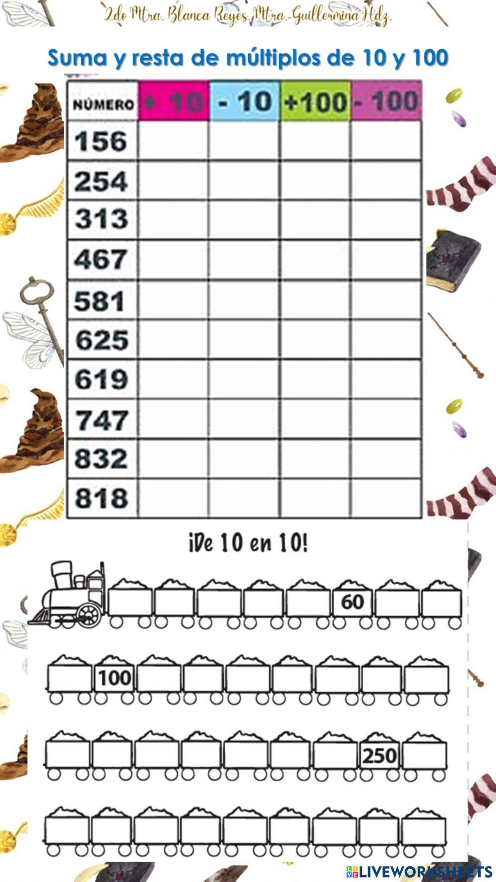Suma y resta MULTIPLOS DE 10