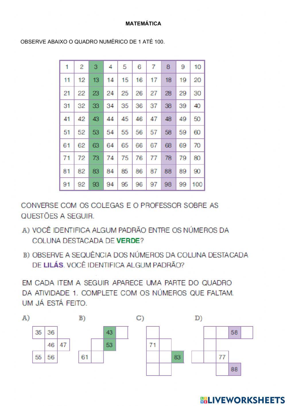 Língua portuguesa e matemática