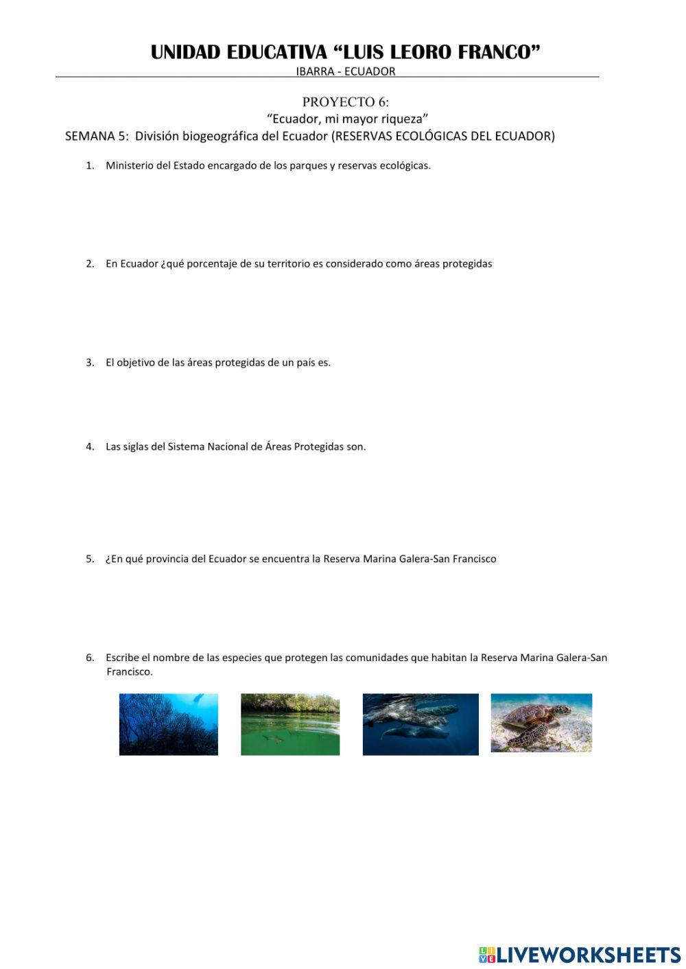 Parques y reservas ecológicas del ecuador