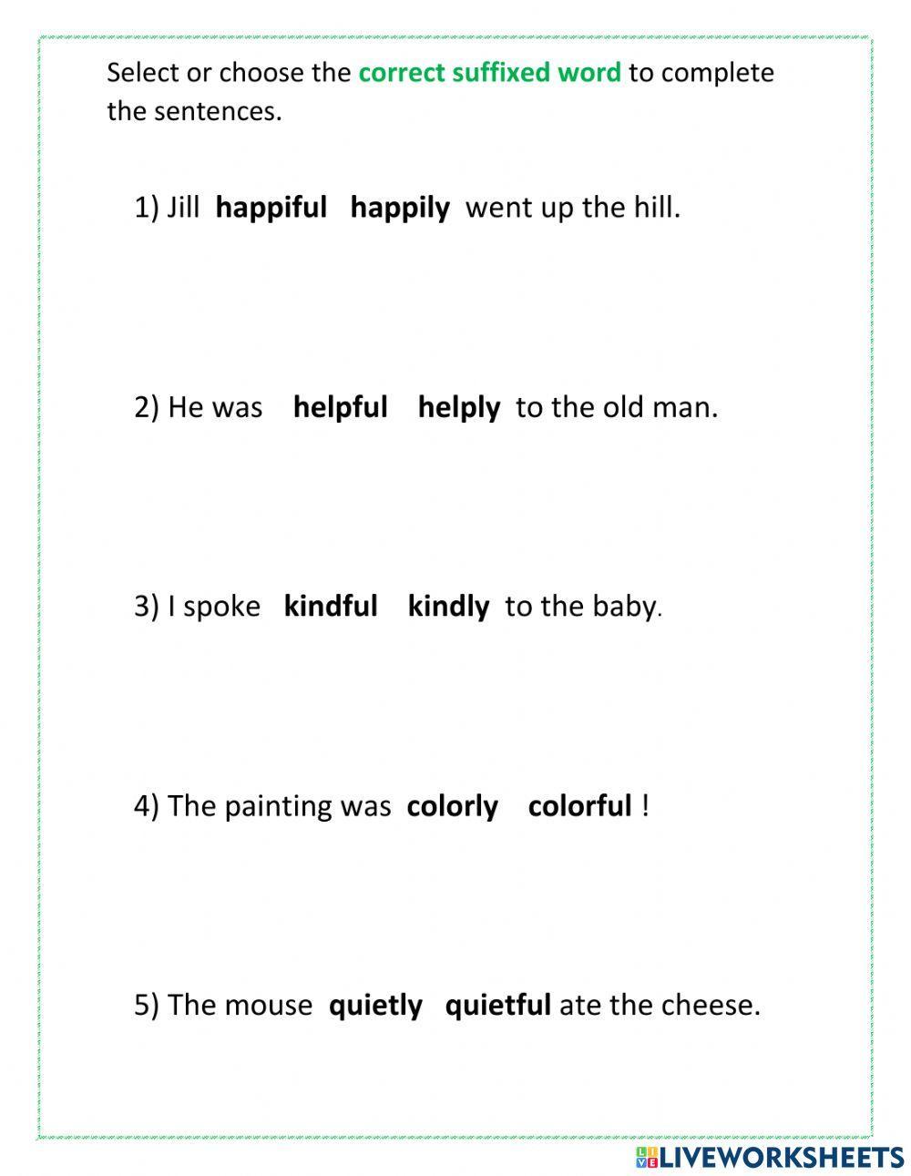 Suffix -ly- and -ful-