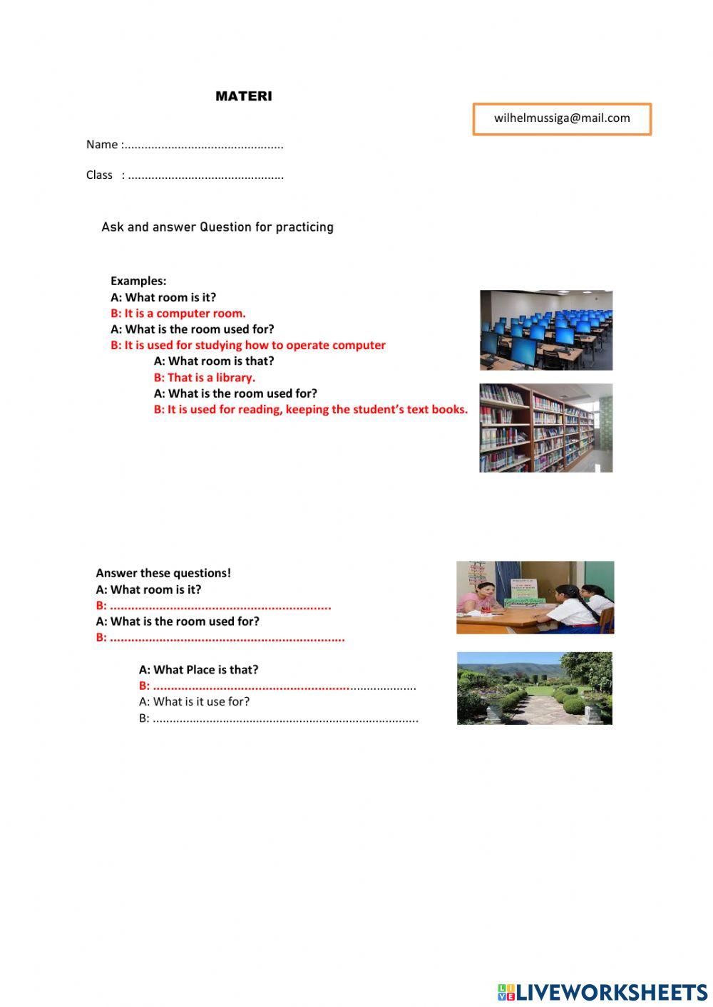 Rooms and places at school