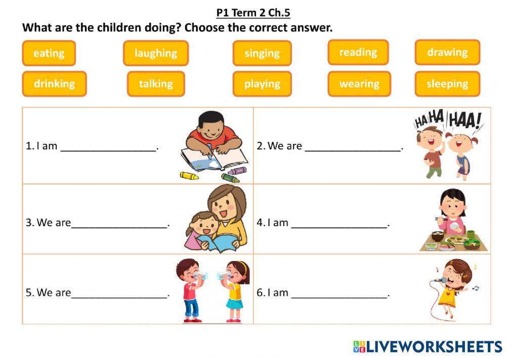 Present continuous tense and action verb