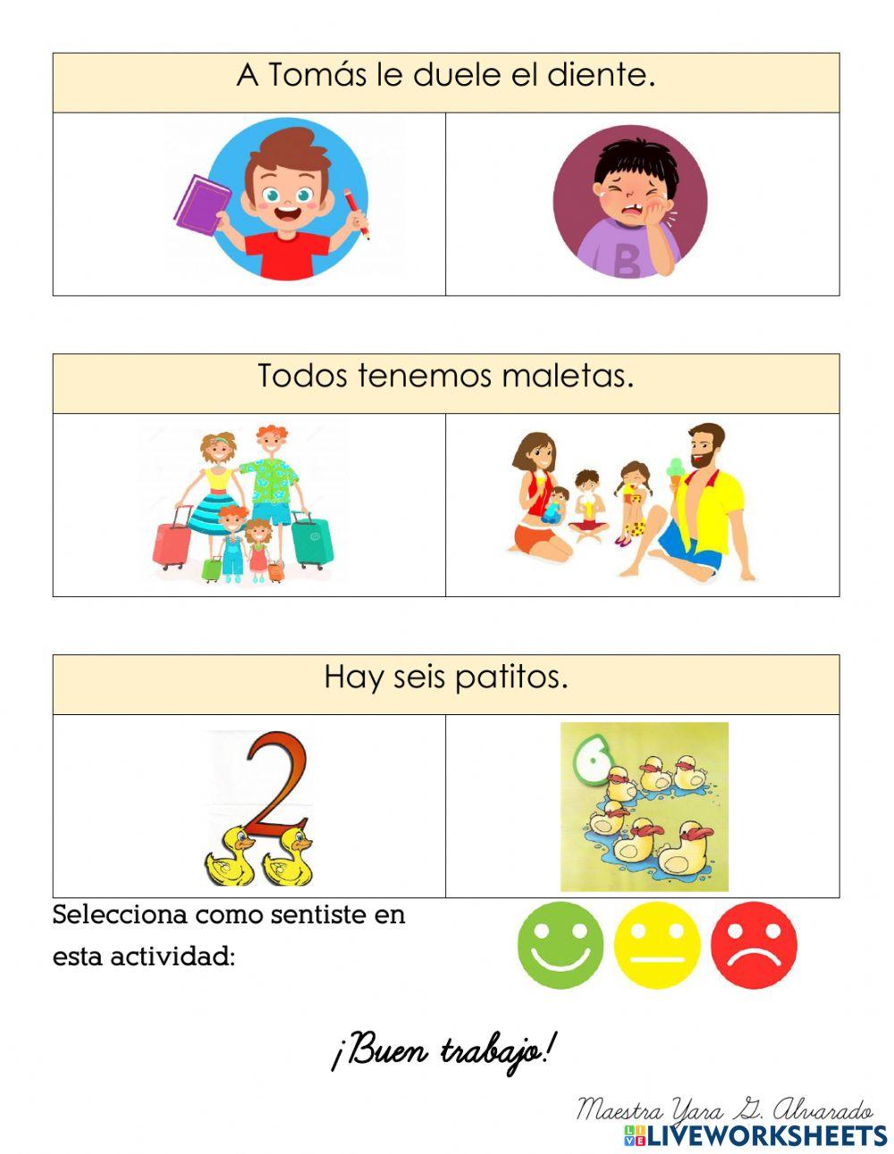 Lectura de palabras y enunciados.